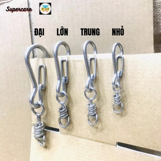 Móc Khoá Inox Đa Dụng Có Chốt Xoắn- Inox Zin 304-Móc Inox Gắn Dây Xích Cho Chó Mèo