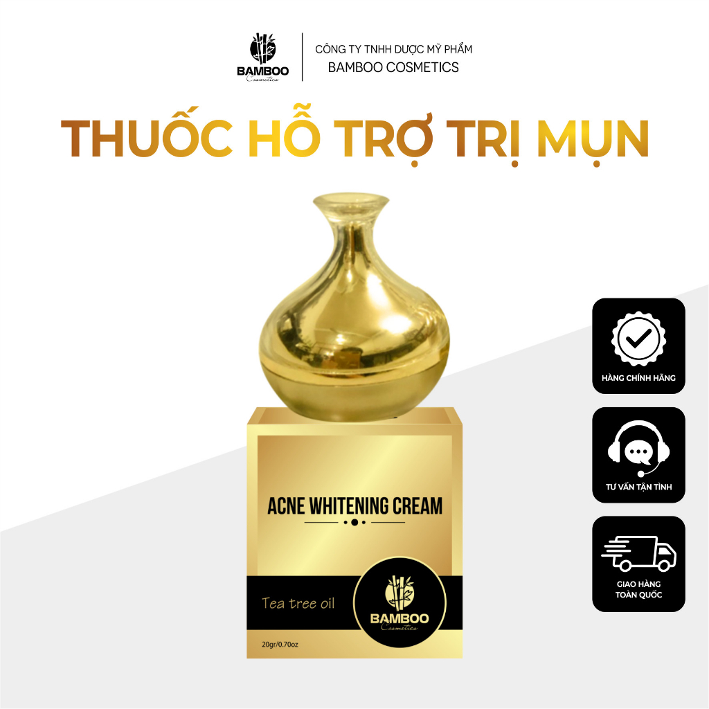 Kem mụn Acne Whitening Cream Bamboo giúp mờ thâm dưỡng trắng da hũ 20g