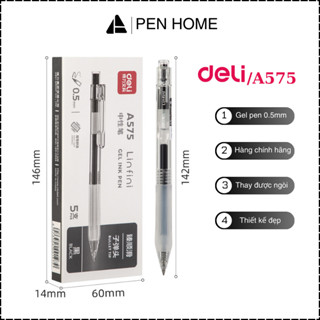  Bút gel Deli A575 mực đều nét chữ đều đẹp ngòi 0,5mm  Hàng Chính Hãng  