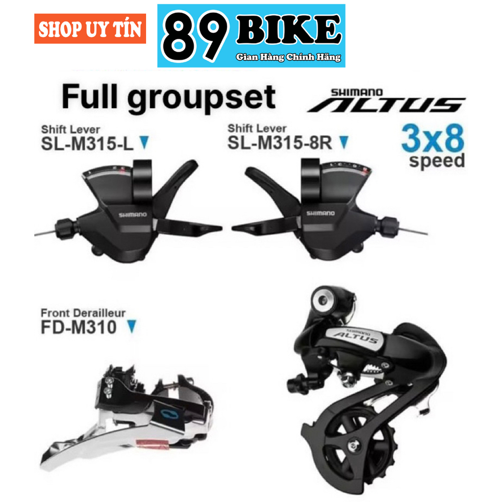 [Hàng Chính Hãng] Bộ groupset Shimano Altus m310 3x8 tốc độ cho xe đạp thể thao