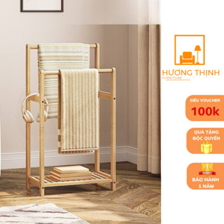 Giá treo quần áo ĐÔI - Kệ treo quần áo, treo khăn, di chuyển tiện lợi, gỗ thông nhập khẩu chắc chắn