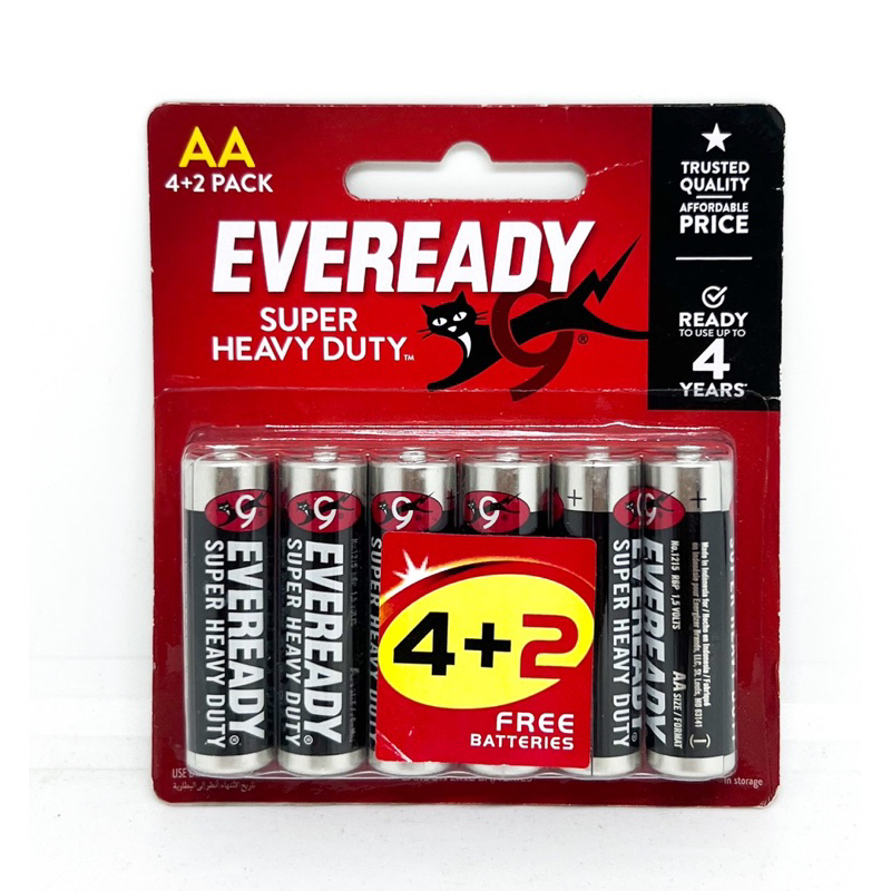 Vỉ 6 Viên pin EVEREADY super heavy duty 1,5V Siêu bền bỉ - Hàng chính hãng