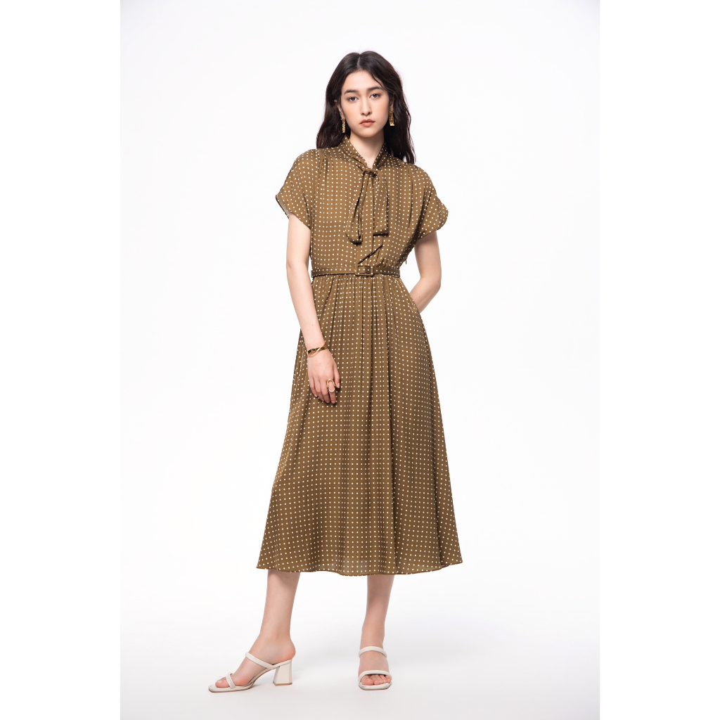 Đầm maxi tay lỡ thời trang cao cấp thương hiệu nổi tiếng thiết kế chấm bi thanh lịch, nữ tính