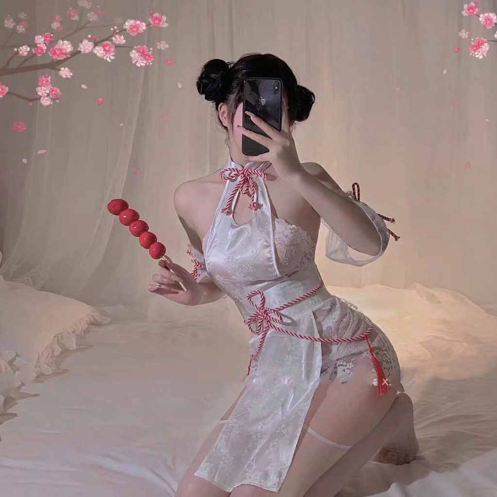 Cosplay sườn xám cách tân xuyên thấu sexy - váy ngủ phong cách cổ trang Trung Hoa Hán phục gợi cảm