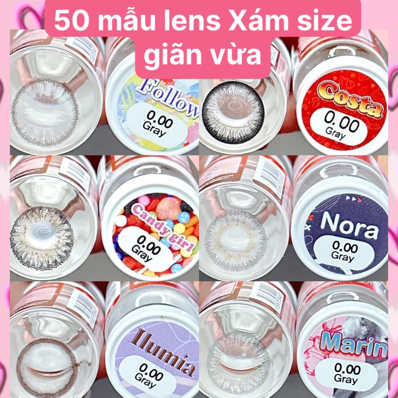 50 mẫu lens Xám Gray Hot size giãn vừa không độ