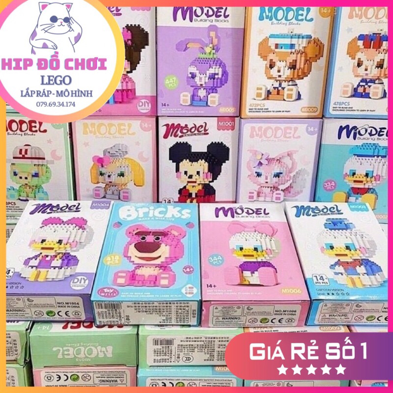 Đồ chơi lắp ráp mô hình mini siêu cute  nhân vật dễ thương disney gấu dâu