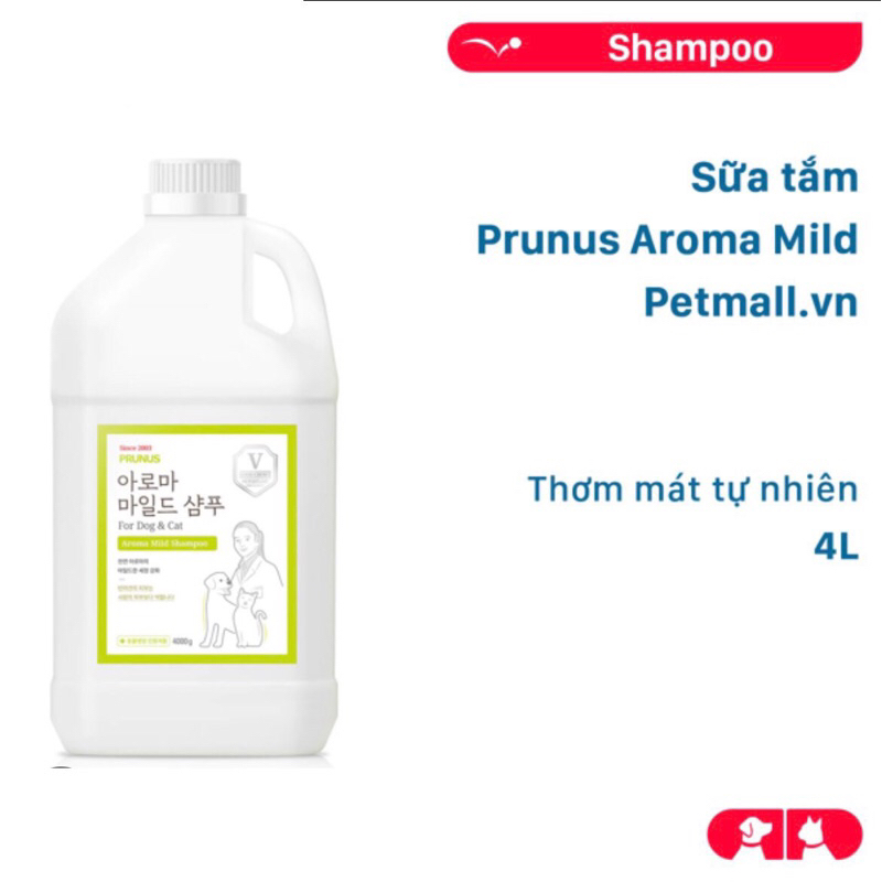Sữa tắm gội thảo dược cho chó & mèo _ Prunus Aroma Mild Shampoo 4L