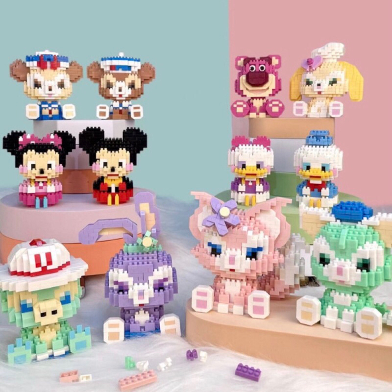 Đồ chơi lắp ráp mô hình mini siêu cute  nhân vật dễ thương disney gấu dâu