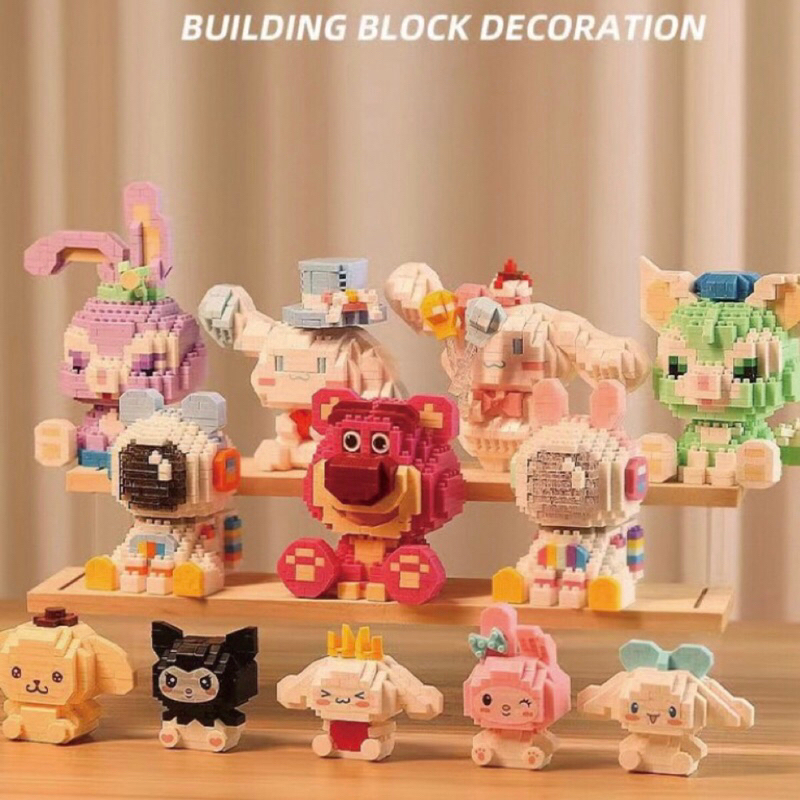 Đồ chơi lắp ráp mô hình mini siêu cute  nhân vật dễ thương disney gấu dâu