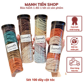 Hộp 100 dây thun buộc tóc nữ chất liệu cao su cao cấp nhiều màu phong cách hàn quốc
