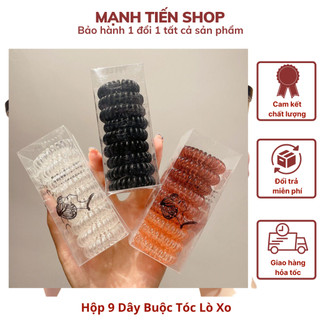 Hộp 9 Dây Buộc Tóc Lò Xo Dạng Xoắn Phong Cách Hàn Quốc Cho Nữ