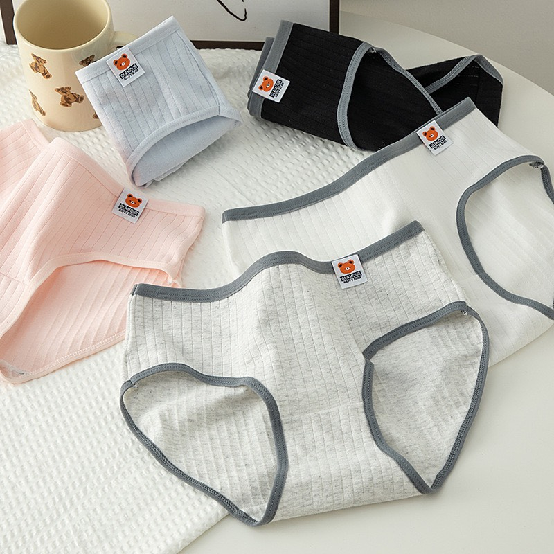 Quần lót nữ cotton kháng khuẩn cao cấp kẻ sọc gấu dễ thương cạp vừa tôn dáng gợi cảm Bikini Wannale 237