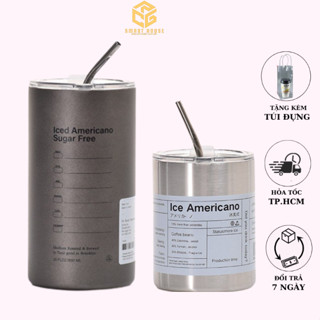 Ly giữ nhiệt Iced Americano thể tích 650ML/300ML,tặng túi đựng, inox 304