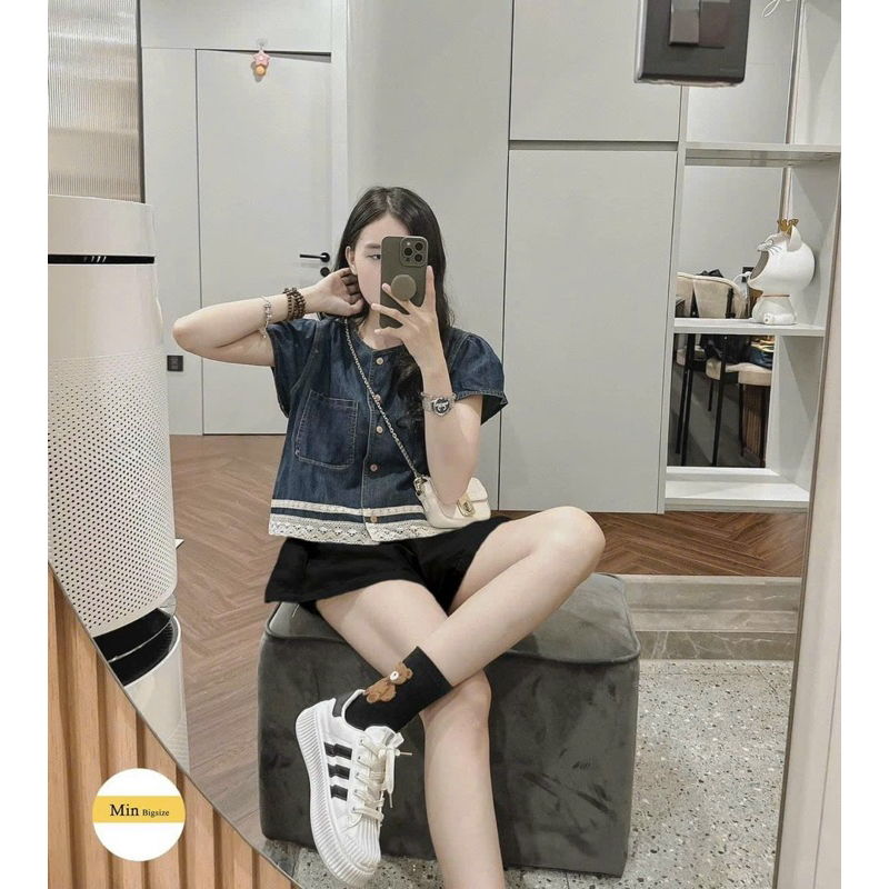 Set Jean Viền Ren Phối Quần Tafta Mã QM1257