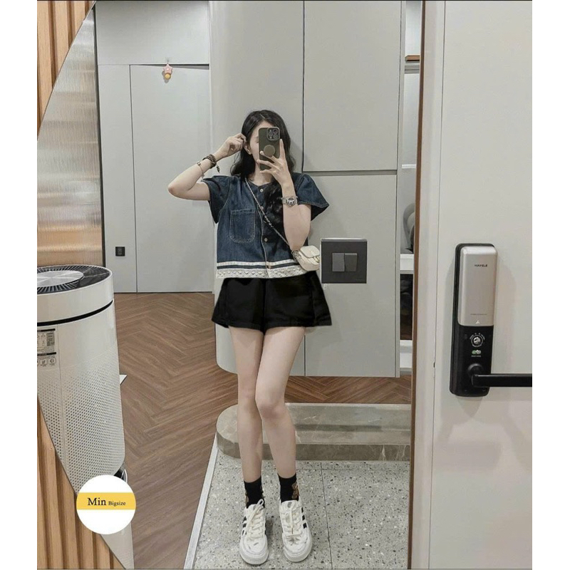 Set Jean Viền Ren Phối Quần Tafta Mã QM1257