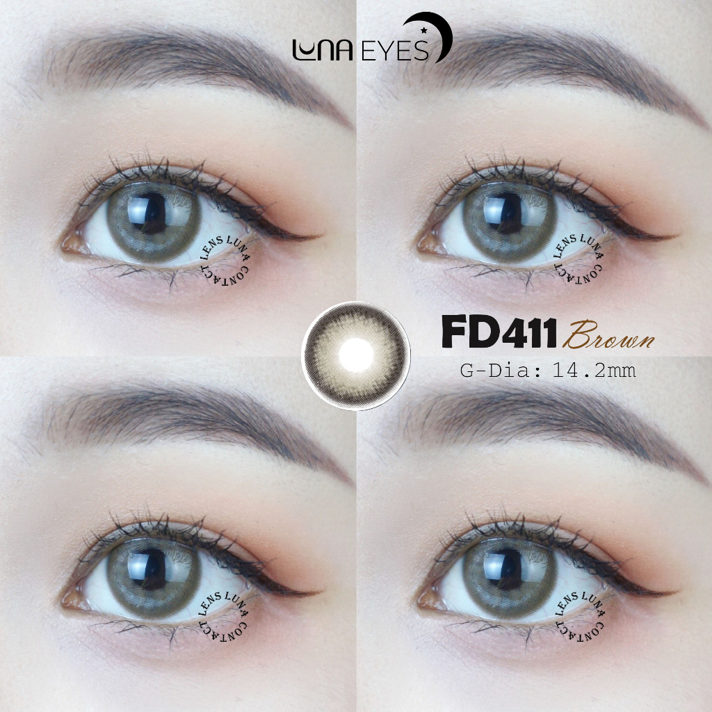 Kính áp tròng LUNA EYES FD-411 BROWN - Lens size vừa