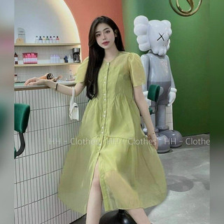 Đầm bầu đũi-Váy bầu dáng suông tay cộc mùa hè chất đũi hàn
