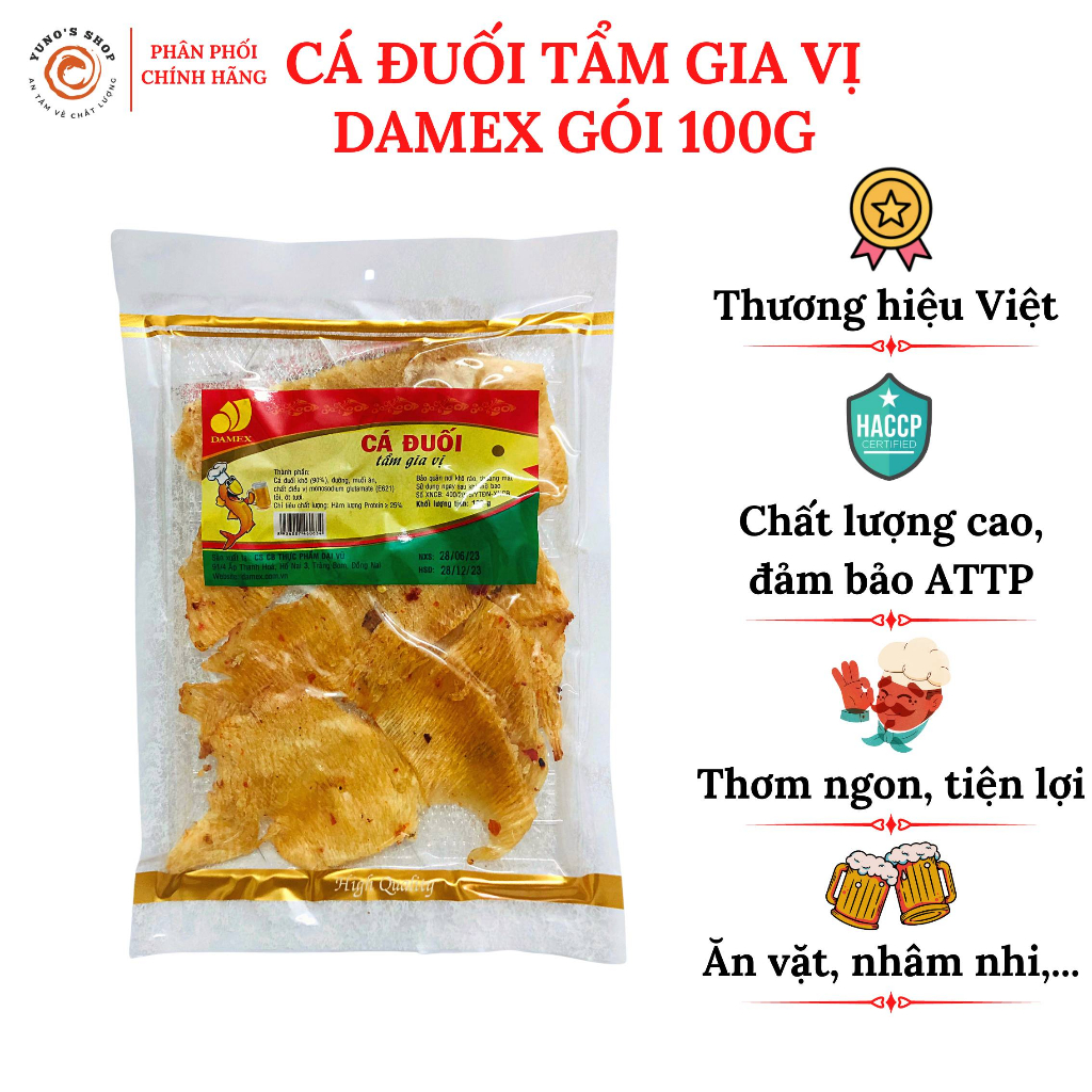 Cá đuối tẩm gia vị ăn liền Damex gói 100g, đồ ăn vặt thơm ngon nguyên chất