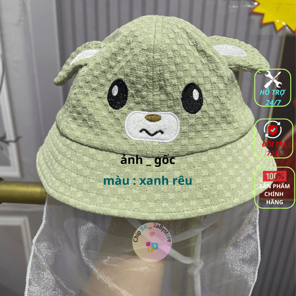 MŨ VOAN có khăn che và dây đeo _ chip bơ _ 3aBystore