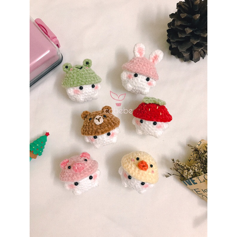 Móc khoá Bé Nấm bằng len nhung mềm mịn handmade siêu cấp đáng yêu 🍄
