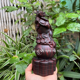 Tượng con chuột màu gỗ trắc dây (mẫu mới 2023)