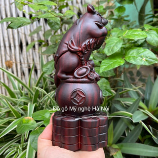 Tượng con chuột màu gỗ trắc dây (mẫu mới 2023)