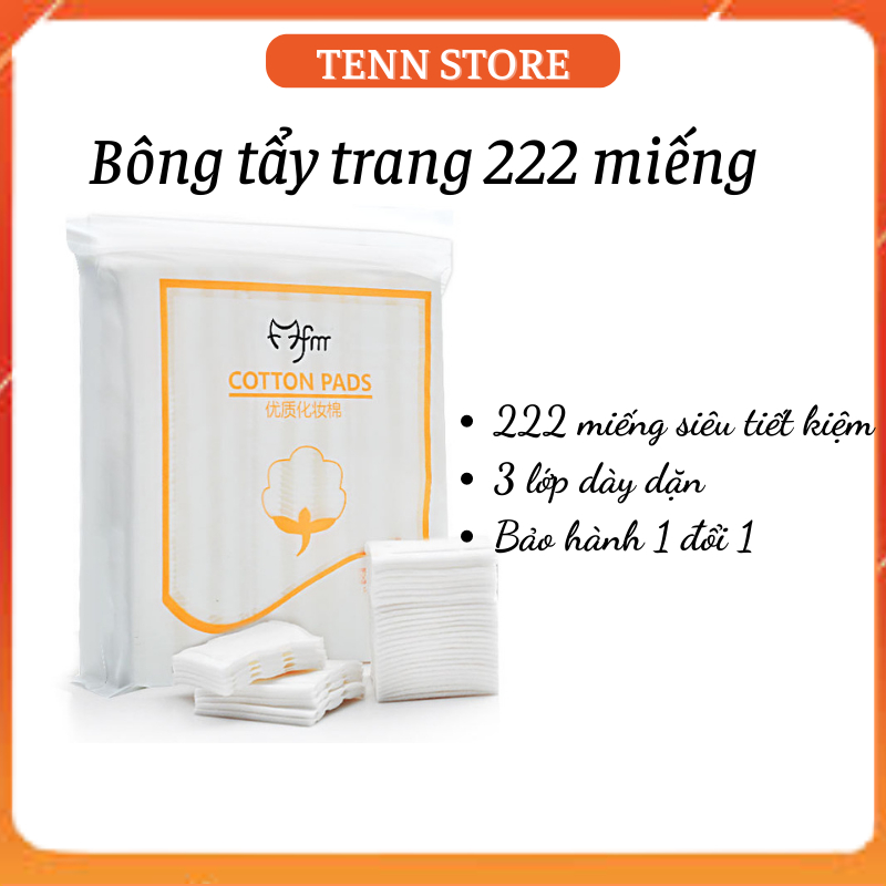 Bông Tẩy Trang Cotton Pads Tenn Store Thiết Kế 3 Lớp Túi Gồm 222 Miếng Siêu Mềm Mịn
