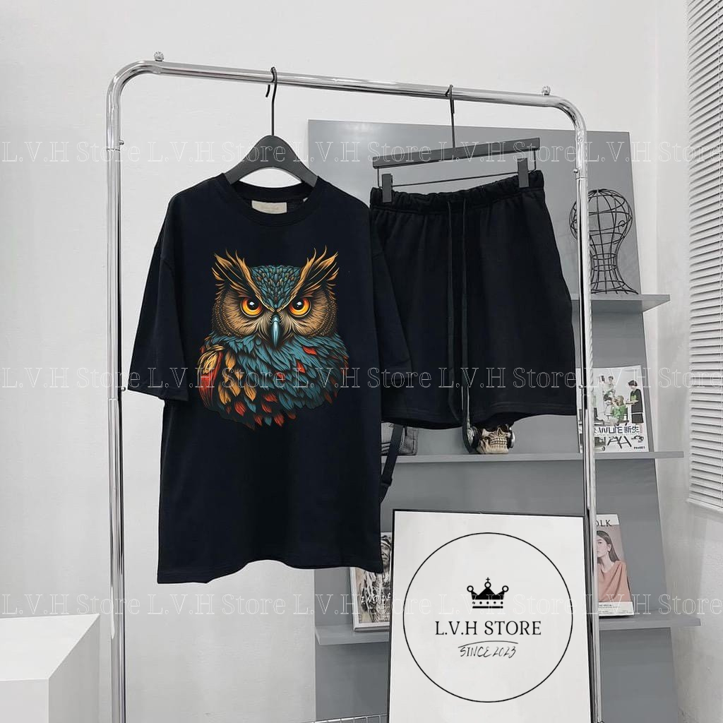 Bộ Cổ Tròn Hình Cú Mèo 2 Phong Cách Nam Nữ Cao Cấp, Chất Vải Cotton 100% Cao Cấp Siêu HÓT !!!