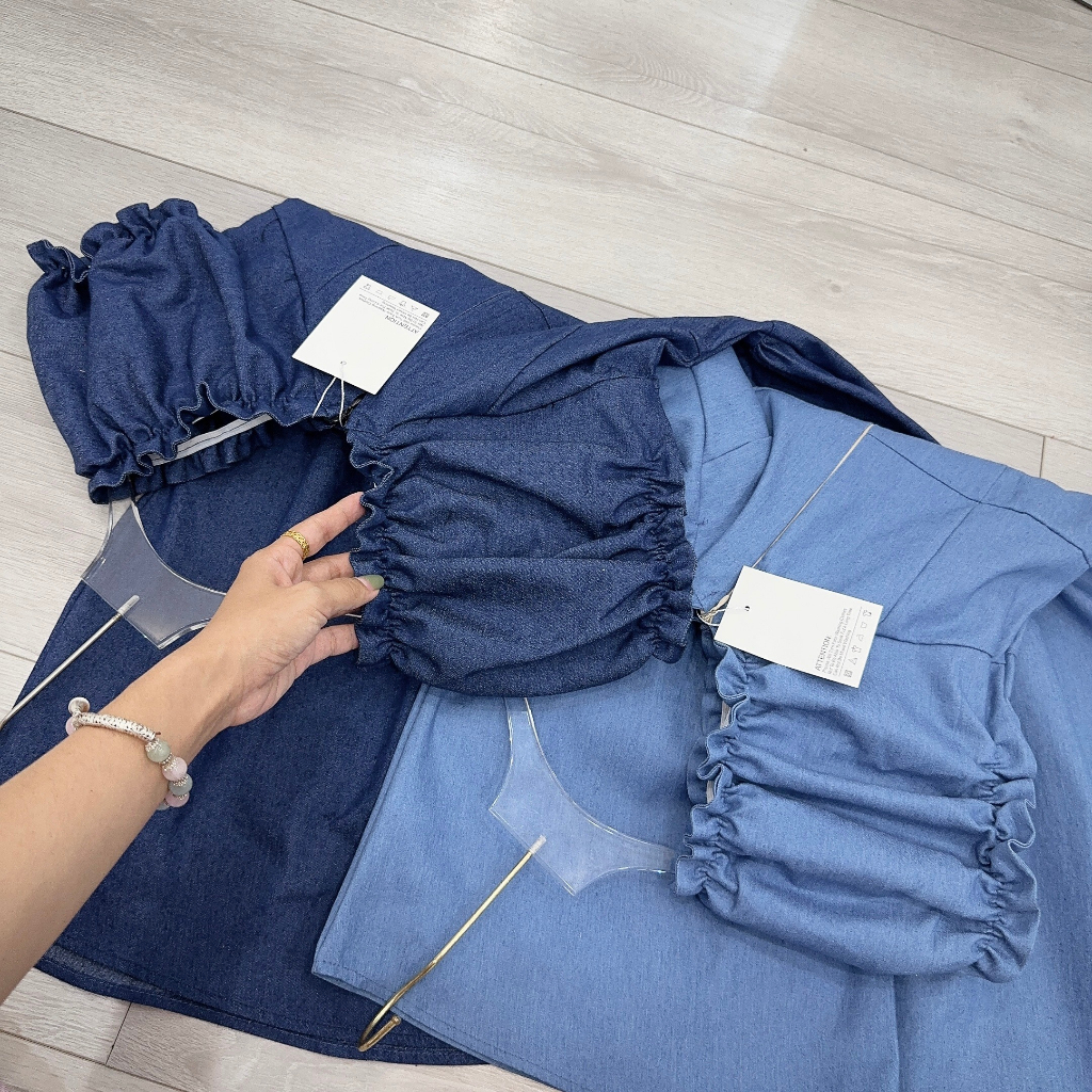 Váy Bò Cổ V, Chất Bò Mềm Sịn Sò, 2 Màu Đậm, Nhạt