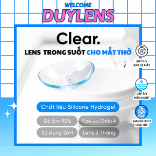 Lens mắt cận trong suốt - Kính áp tròng cận không màu chống tia UV 1-12 độ cho mắt nhạy cảm