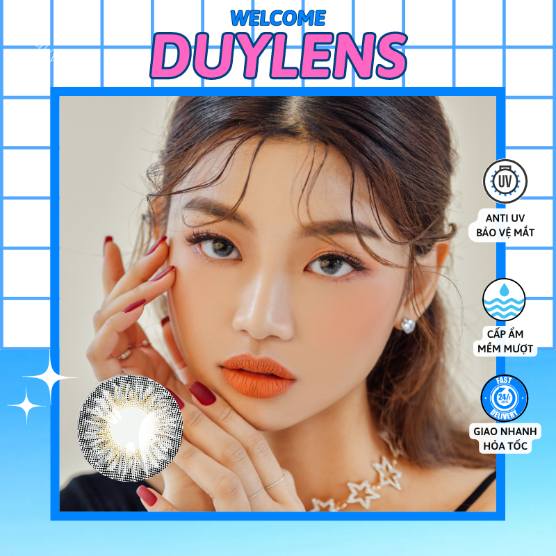 Lens xám tây sang chảnh STELLA GRAY 14mm - Kính áp tròng cận Hàn Quốc bán chạy hạn 1 năm