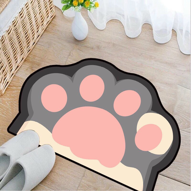 Thảm nỉ lau chân 60x40 hình chó mèo đế cao su chống trượt để cửa ra vào, phòng khách, phòng ngủ