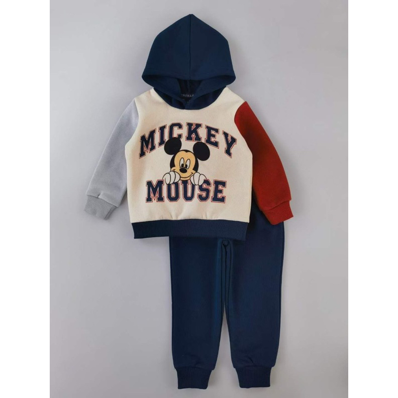 Bộ nỉ Micky mũ trùm bé trai
