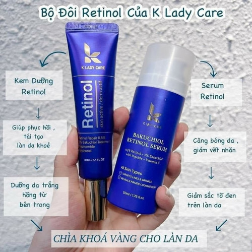 Combo trẻ hoá làn da Serum + Kem dưỡng retinol bakuchiol 2% - K Lady Care