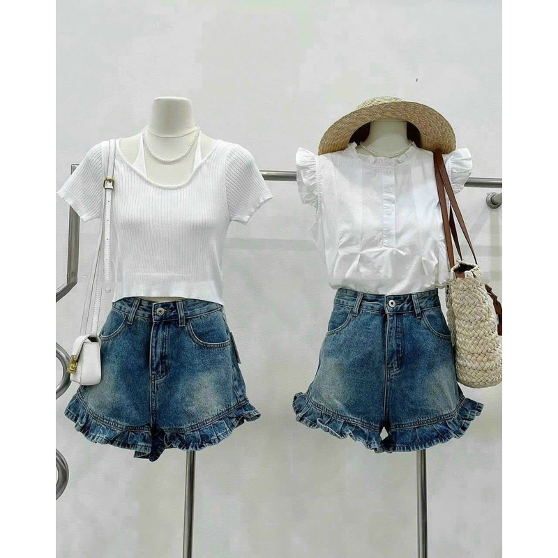 short jean viền bèo lưng cao đủ màu siêu đẹp ạ