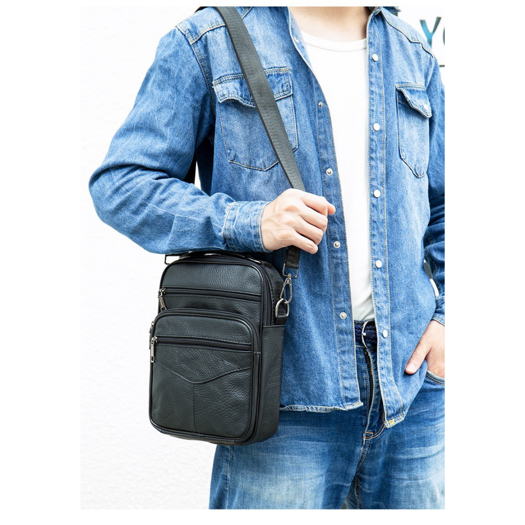 TÚI ĐEO CHÉO NAM DA THẬT, TÚI DA BÒ, TÚI CÓ QUAI XACH ĐA NĂNG, TRẺ TRUNG, PHONG CÁCH