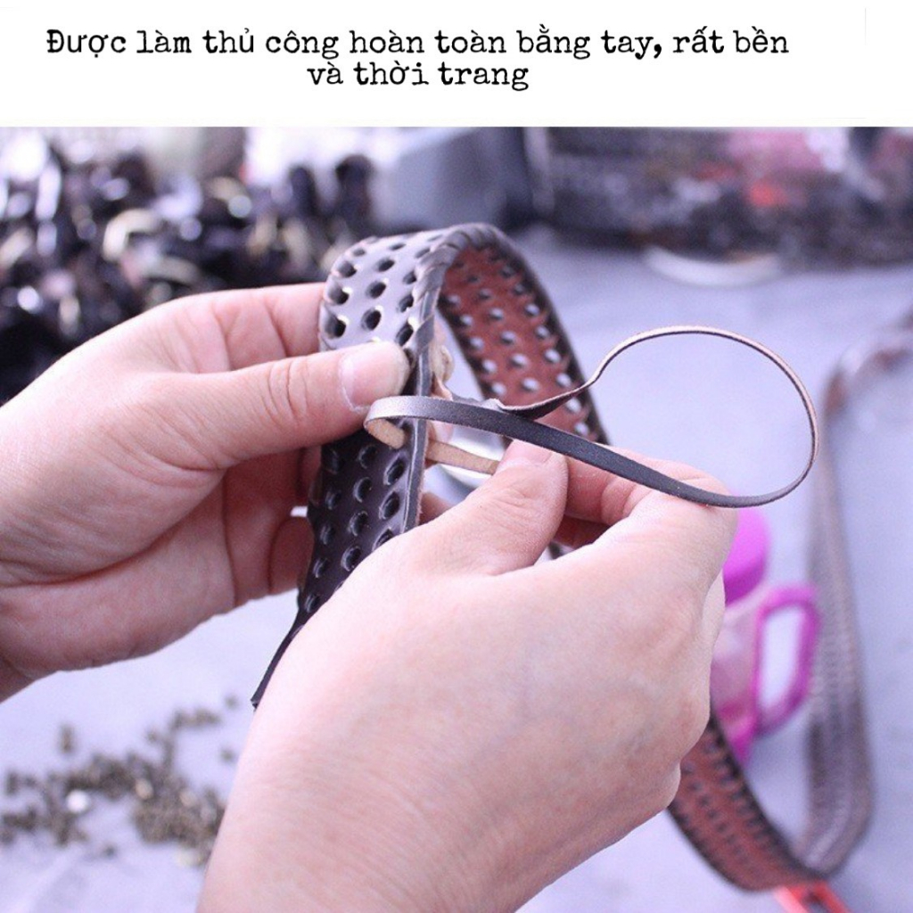 Thắt lưng nam da đan,Thắt lưng nam da thật, Nịt lưng đan da bò đan tay thủ công