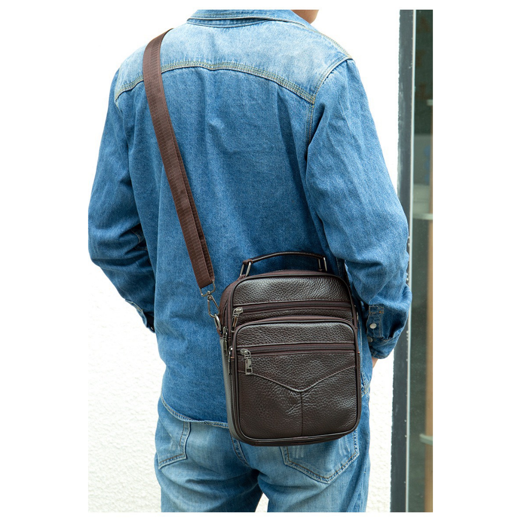 TÚI ĐEO CHÉO NAM DA THẬT, TÚI DA BÒ, TÚI CÓ QUAI XACH ĐA NĂNG, TRẺ TRUNG, PHONG CÁCH