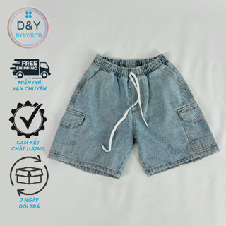 Quần short nam túi hộp ống rộng jean cao cấp bigsize DYNYOUTH đi chơi mặc nhà