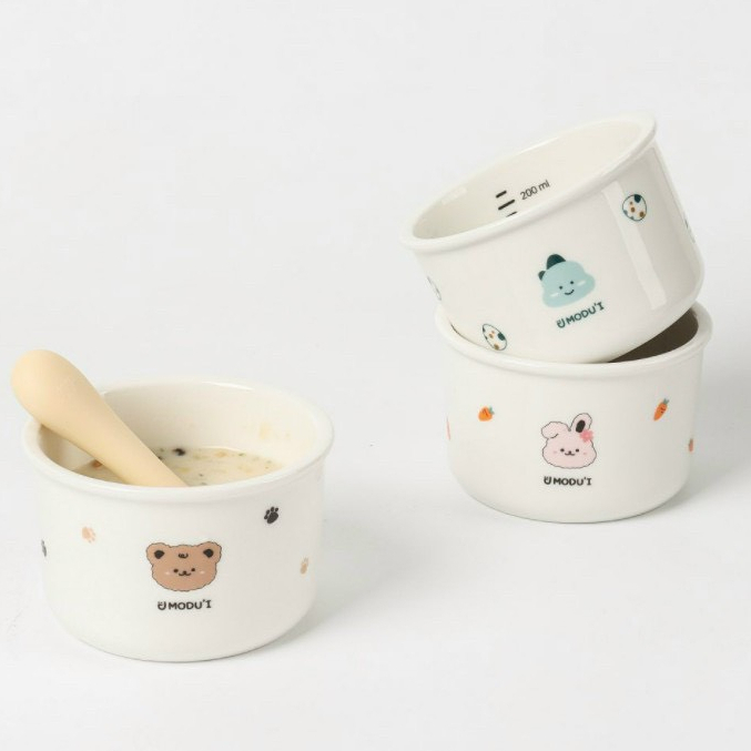 Bát chén sứ ăn dặm / Hũ trữ ăn dặm gốm sứ BAR-ROT in họa tiết kèm nắp cho bé Ceramic bowl mẫu HQ xinh
