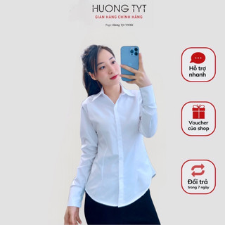 Áo somi trắng basic thiết kế tôn dáng Design by HuongTyt