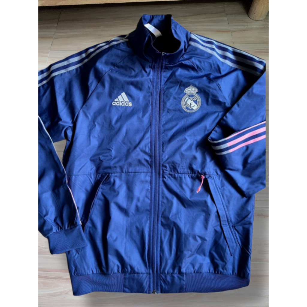 ( SALE ) Áo Khoác Thể Thao Cho Fans Real Madrid Chính Hãng - Football Sports Jacket Navy Blue