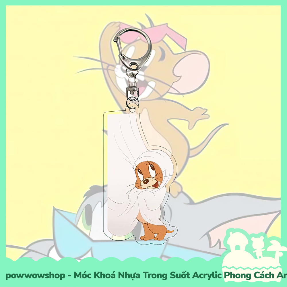Móc Khoá Nhựa Trong Suốt Acrylic Phong Cách Nhân Vật Hoạt Hình Mèo Chuột Tom And Jerry