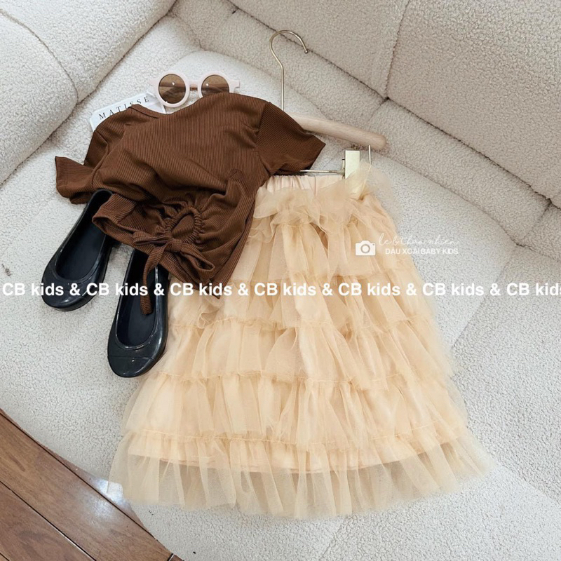 Set đầm tầng kèm áo tăm cực xinh cho bé gái