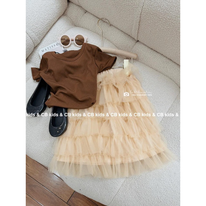 Set đầm tầng kèm áo tăm cực xinh cho bé gái