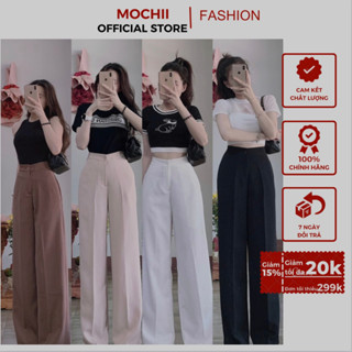 Quần Ống Rộng Suông lưng cao 1 khuy - chất tuyết mưa khuy giữa, quần culottes ống suông cạp cao dáng dài cho nữ