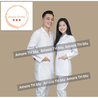  Áo Blue Blouse trắng Dáng Ngắn Ngang Đùi Nam Nữ - Dài tay - Dành Cho Y Tá Dược Sĩ Điều Dưỡng. 