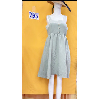 đầm xanh hai dây đôi size M.S734