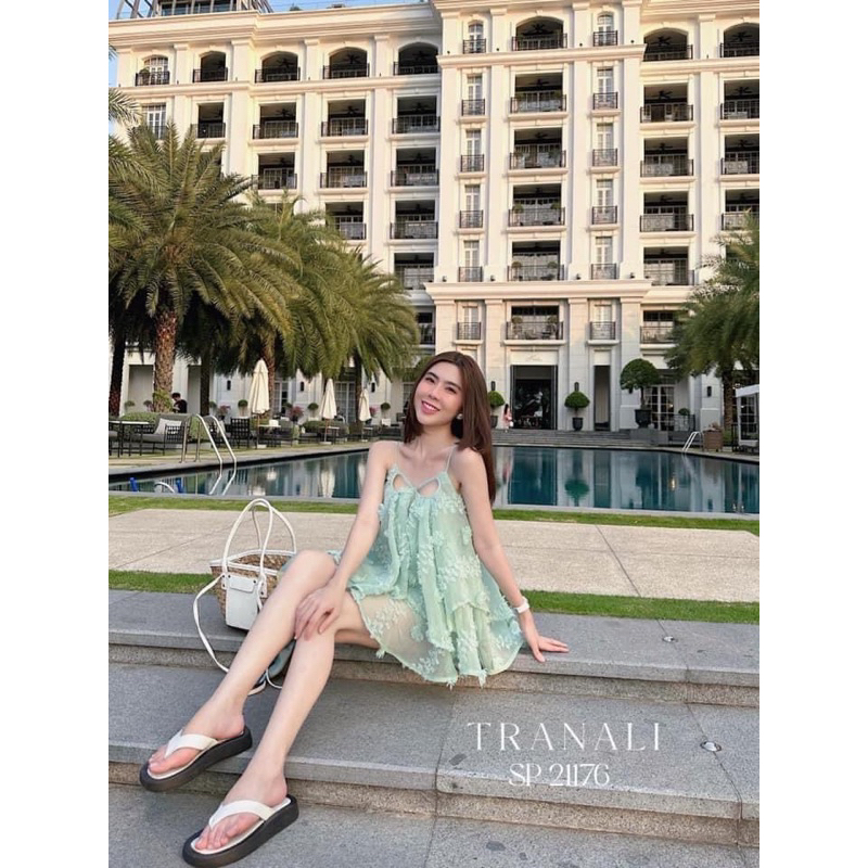 Set babydoll bồng bềnh 2 dây voan bông gòn nổi