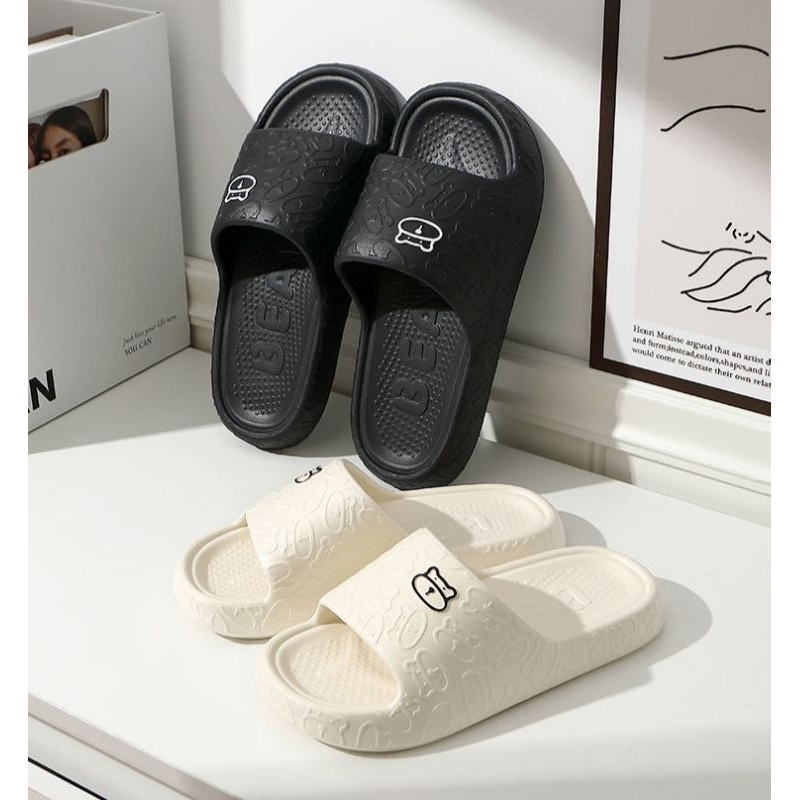 Dép bánh mì quai ngang nam nữ in chữ BEAR siêu hot phối đồ cực xinh